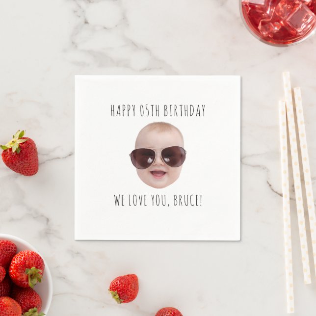 Personalized Birthday Party Photo Paper Face Baby Napkin (Insitu)