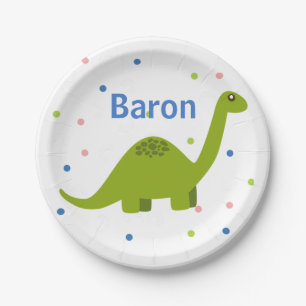 Personalized Birthday Party Plates with Dinosaur
