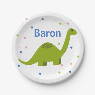 Personalized Birthday Party Plates with Dinosaur