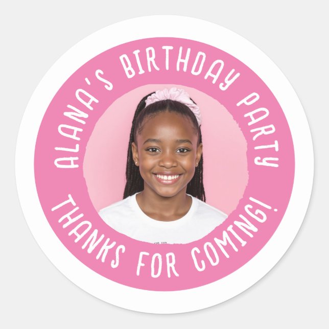 Personalized Birthday Party Thank You Favour  Classic Round Sticker (Front)