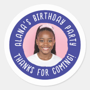 Personalized Birthday Party Thank You Favour Classic Round Sticker