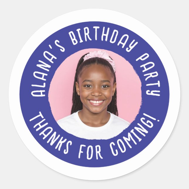 Personalized Birthday Party Thank You Favour  Classic Round Sticker (Front)