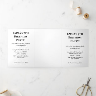 Personalized Birthday Party Trifold Letter Fold