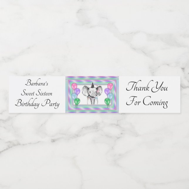 Personalized Birthday Party Water Bottle Label (Single Label)