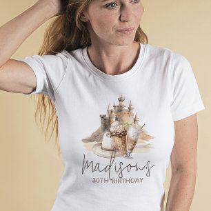 Personalized Birthday Pastel Sand Beach Party T-Shirt