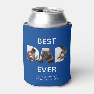Personalized Birthday Photo Collage Best Dad Ever Can Cooler