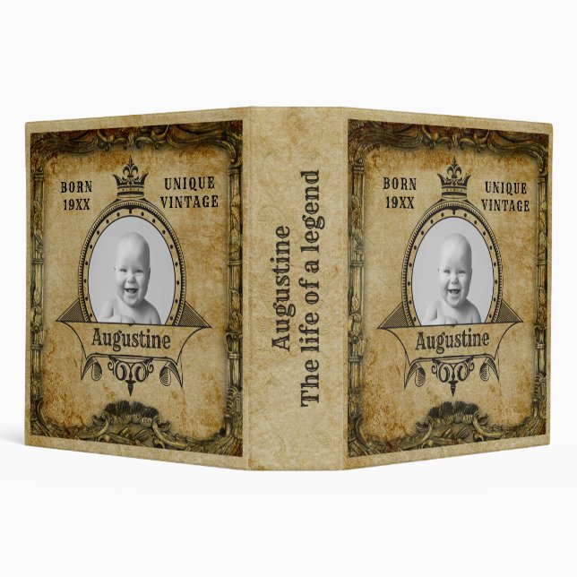 Personalized Birthday Photo Template Vintage Retro Binder (Background)