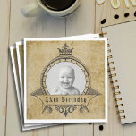 Personalized Birthday Photo Template Vintage Retro Napkin<br><div class="desc">Celebrate the special day of a loved one in style by gifting these personalized vintage retro birthday napkins. This set of 50 paper napkins features a pre-made vintage photo template (add your photo) along with their age, making it a unique and fun addition to the festivities. The beautiful vintage pattern...</div>