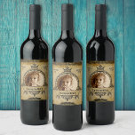 Personalized Birthday Photo Template Vintage Retro Wine Label<br><div class="desc">Vintage retro distressed style milestone party supplies wine labels. An elegant birthday party idea. Template provided so easily personalized. Note the photo will be the same colours as you use. The design is also available with other age milestones. Matching party supplies (Banners,  posters,  paper plates,  napkins etc) also available.</div>
