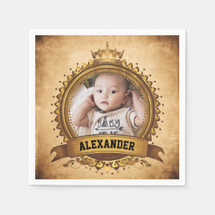 Personalized Birthday Photo Vintage Retro Napkin
