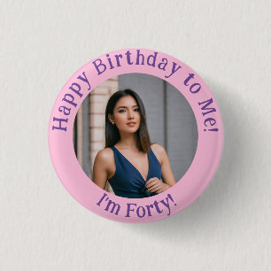 Personalized Birthday Photo, Your Picture Badge 1 Inch Round Button