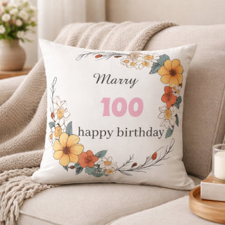 Personalized Birthday Pillow Custom Name Age Gift