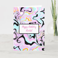 Personalized Birthday | Pink and Black Marble 