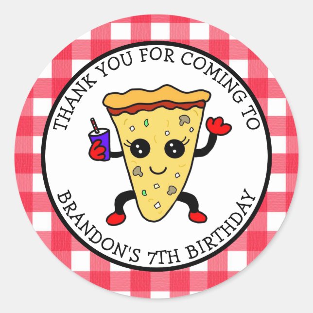 Personalized Birthday Pizza  Classic Round Sticker (Front)