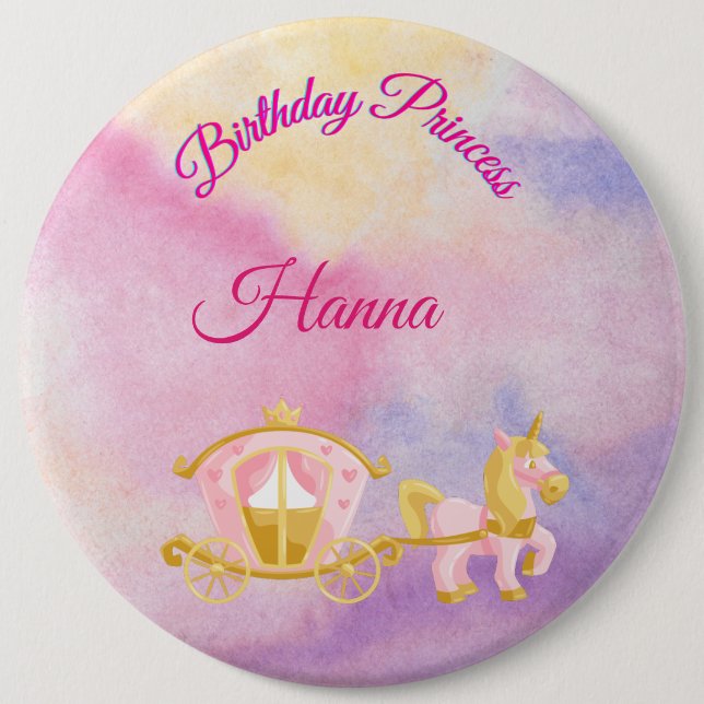 Personalized Birthday Princess Button (Front)