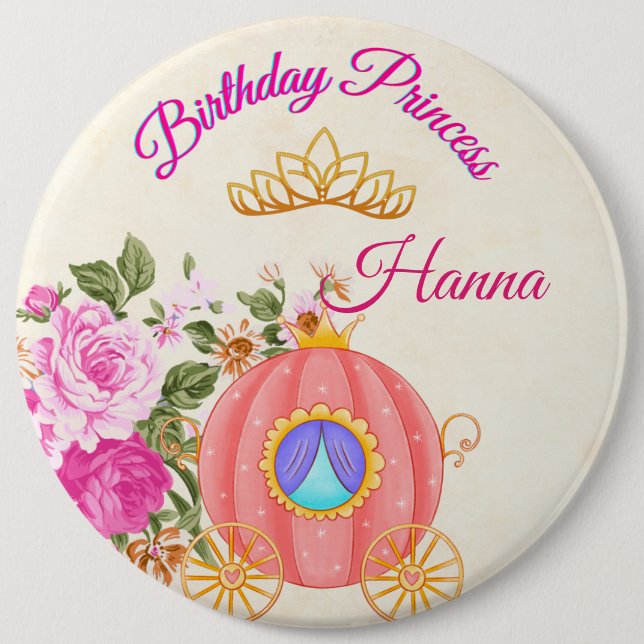 Personalized Birthday Princess Button (Front)