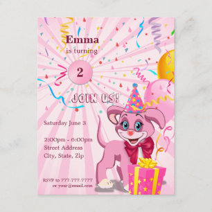 Personalized Birthday Puppy Cartoon Invitaion Invitation