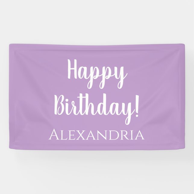 Personalized Birthday Purple Lilac Happy Birthday Banner (Horizontal)