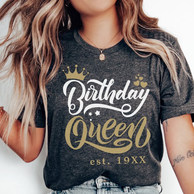 Personalized Birthday Queen Custom Matching Party T-Shirt (Creator Uploaded)