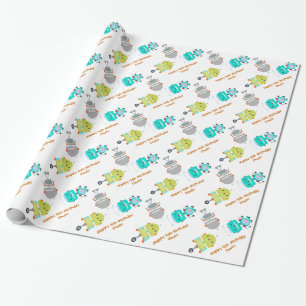 Personalized Birthday Robot Wrapping Paper
