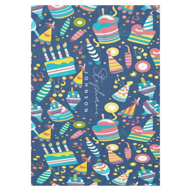 Personalized Birthday Tablecloth, Custom Name Tablecloth (Front)