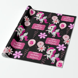Personalized Birthday Unicorns Wrapping Paper