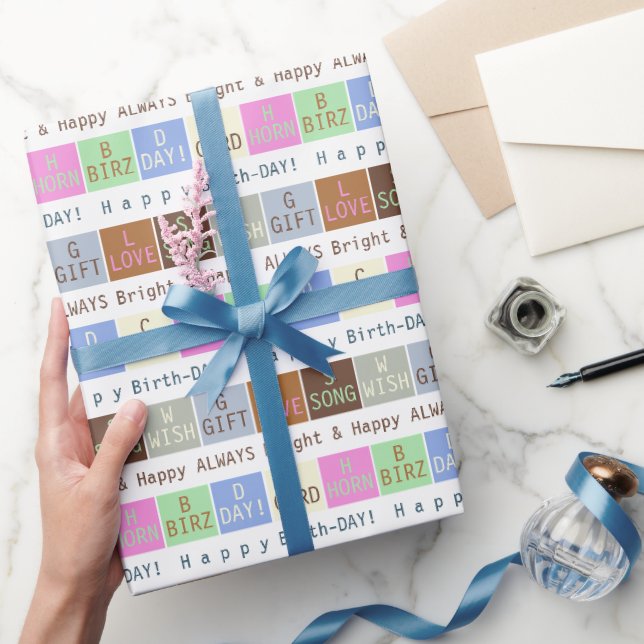 Personalized Birthday Wish Squares Wrapping Paper (Gifting)