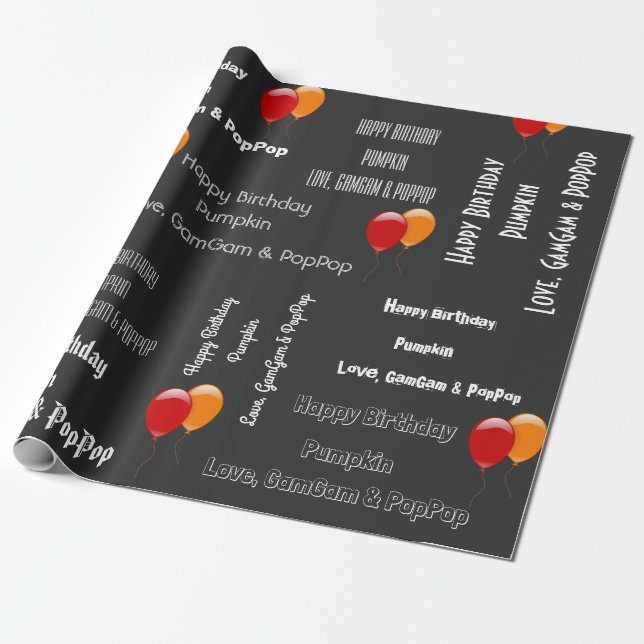 Personalized Birthday Wrapping Paper (Unrolled)