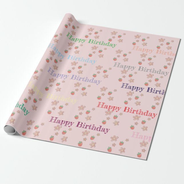 Personalized Birthday Wrapping Paper - Custom Name (Unrolled)