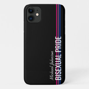 Personalized Bisexual Flag Colour Stripes Black iPhone 11 Case
