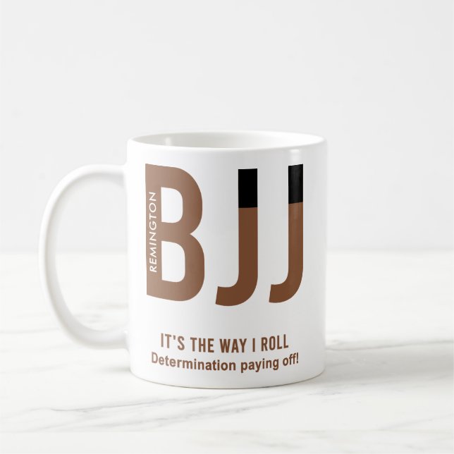 Personalized BJJ Jiu Jitsu Brown Belt Edition Coffee Mug (Left)