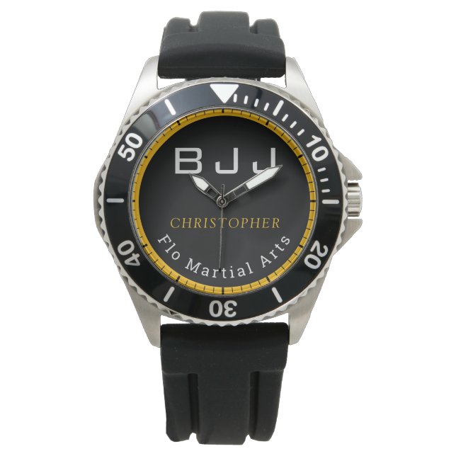 Personalized BJJ Jiu Jitsu Edit Name And Team Watch (Front)