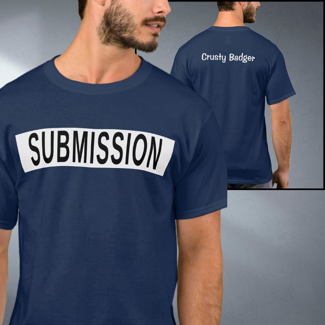 Personalized BJJ Jiu Jitsu Submission Blue T-Shirt (Personalized blue submission jiu jitsu t-shirt)
