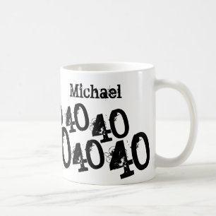 Personalized Black 40th Birthday Custom Name Coffee Mug