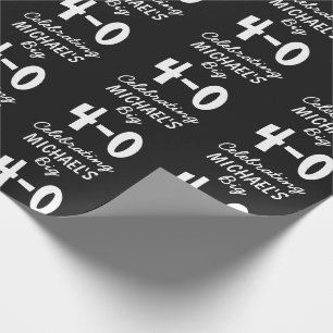 Personalized Black 40th Birthday Wrapping Paper
