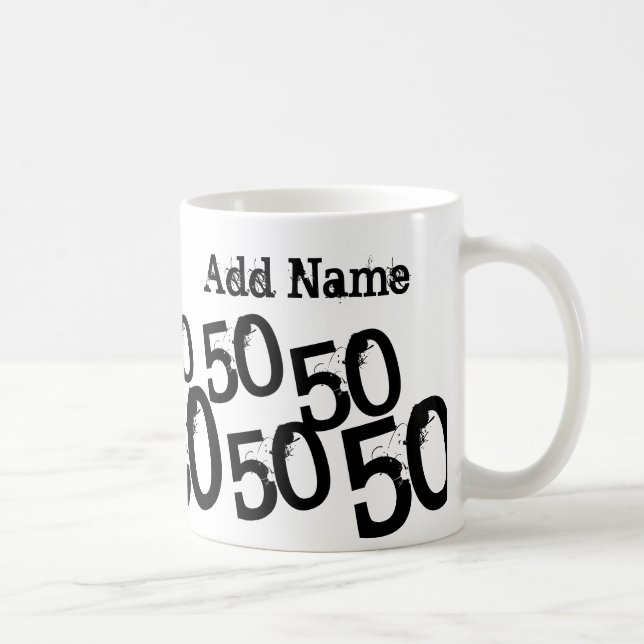 Personalized Black 50th Birthday Mug Custom Name (Right)