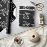 Personalized Black 50th Happy Birthday Templates Wrapping Paper<br><div class="desc">Custom 50th Birthday Gift Wrap,  black and white over the hill theme present wrapping paper for a  50th Birthday Party for Custom Celebration decor.   Create Your Own DIY Personal touch by editing the Text Templates for a Customized Get Together of the Birthday Man or Woman.</div>
