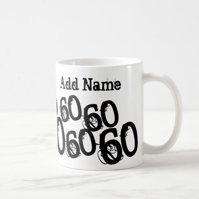 Personalized Black 60th Birthday Custom Name Mug (Right)