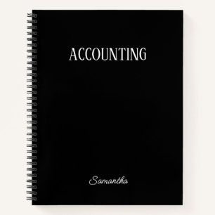  Personalized Black Accounting Subject Notebook