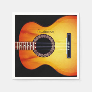 Personalized Black Acoustic Guitar 2 Napkin