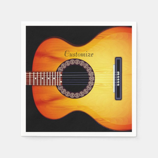Personalized Black Acoustic Guitar 2 Napkin (Front)