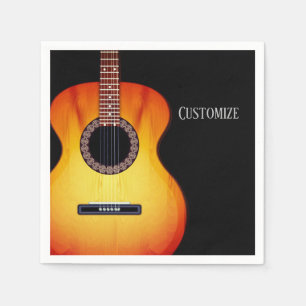 Personalized Black Acoustic Guitar Napkin