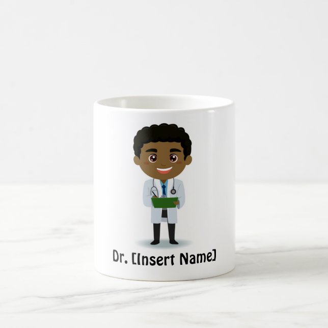 Personalized Black / African Male Doctor / Medical Coffee Mug (Center)