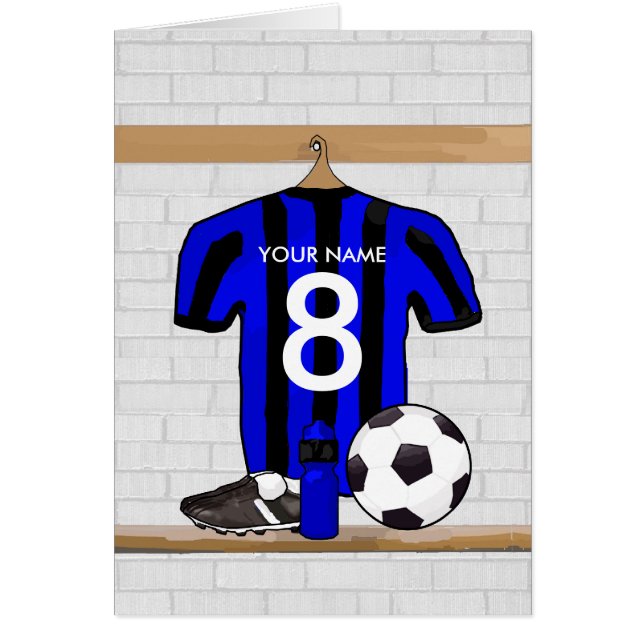 Personalized Black and Blue Football Soccer Jersey (Front)