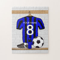 Personalized Black and Blue Football Soccer Jersey