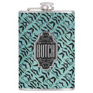 Personalized Black and Blue Hipster Pattern Hip Flask