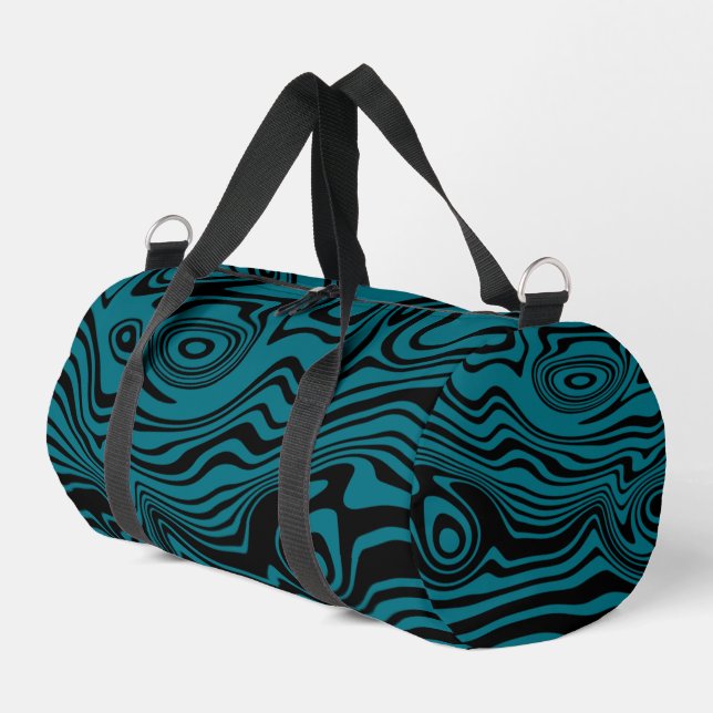 Personalized Black and Blue Waves Custom Colours Duffle Bag (Left Corner)