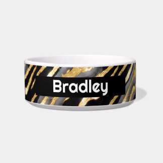 Personalized Black and Faux Gold Bowl