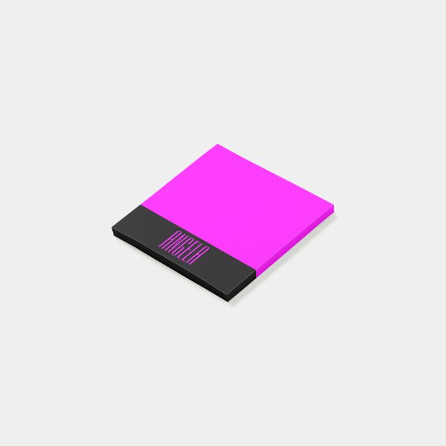 Personalized Black and Fuchsia Post-it Notes (Angled)
