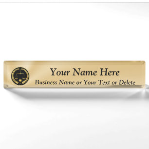 Personalized Black and Gold Attorney Name Plate